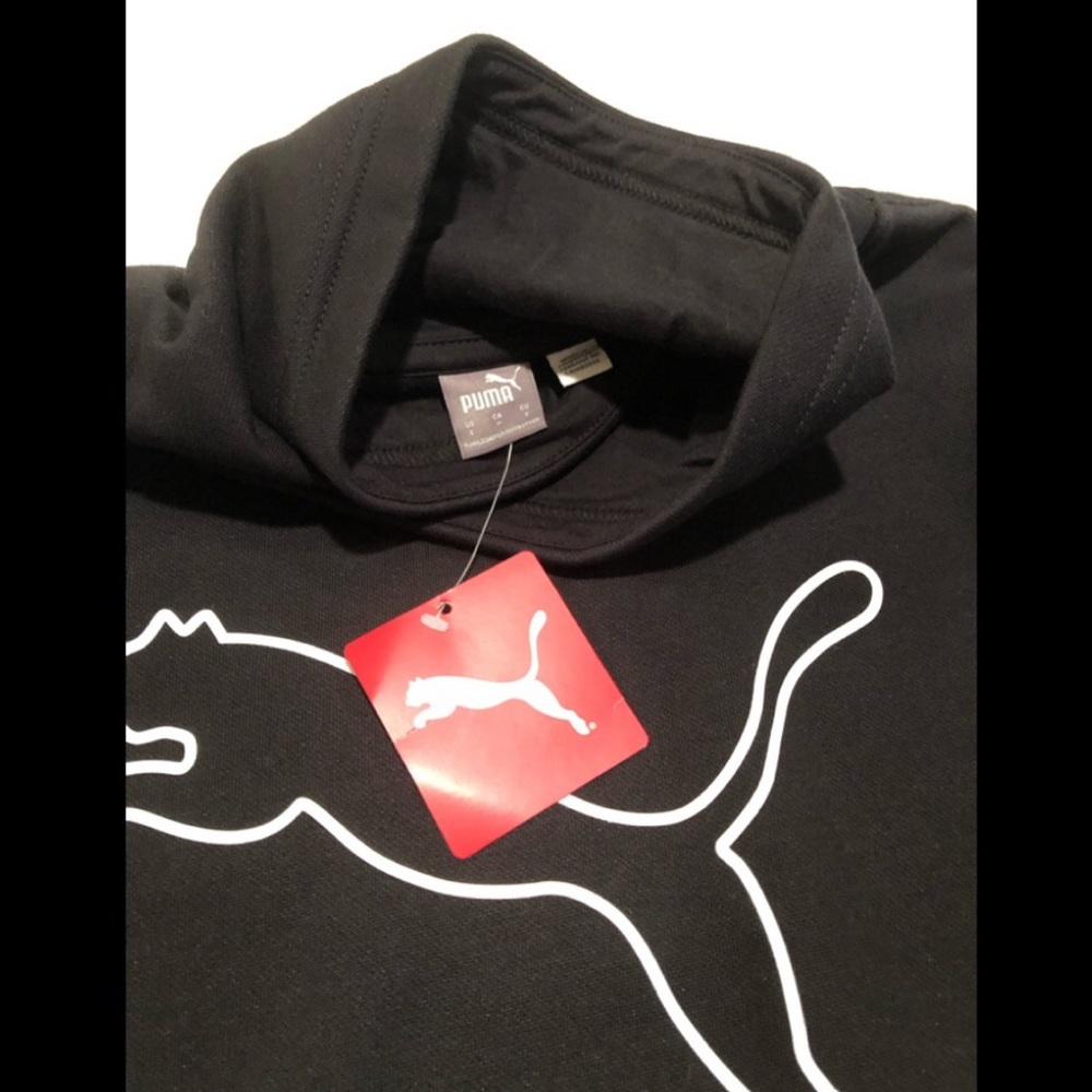 NWT: Puma Black cowl neck Sweater with White Logo
